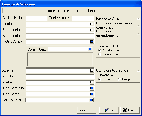 finestra di selezione certificazione